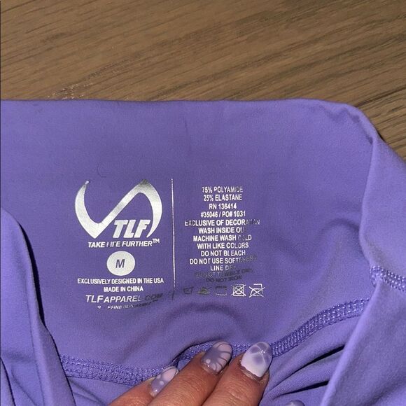 Purple TLF APPAREL Bike Shorts with Stretchy Fit and Wide Waistband - Picture 3 of 3